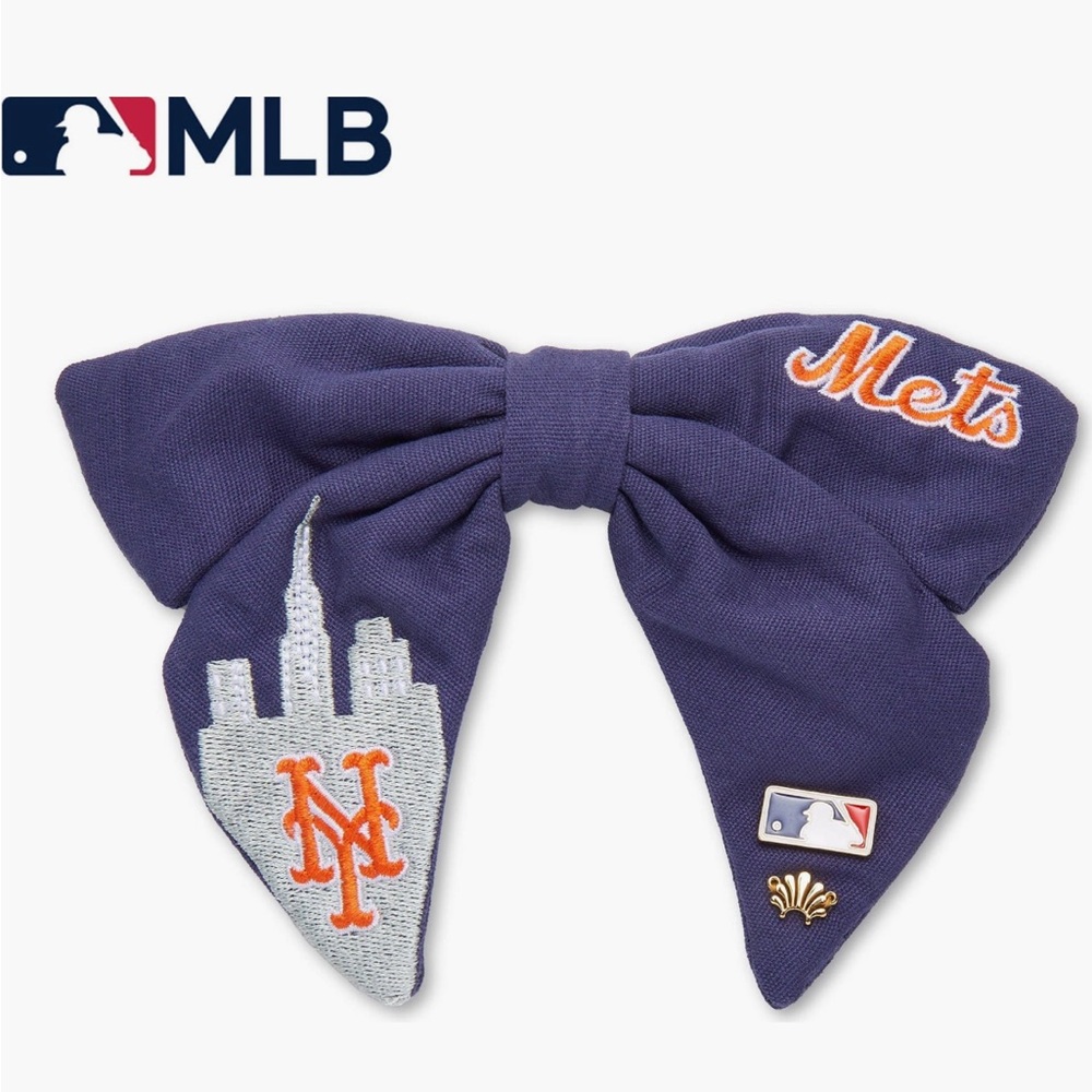 MLB Mets Hair Bow - Navy 100% Cotton